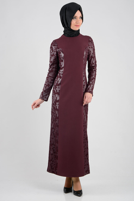 Asiyan - Plum Color Hijab Dress 7035MU