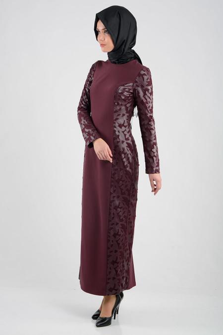 Asiyan - Plum Color Hijab Dress 7035MU - 2