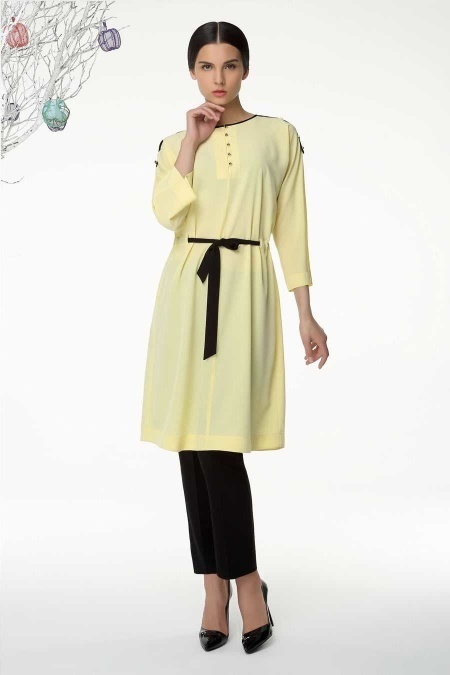 Aşiyan - Shirred Waist Yellow Tunic