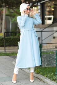 Baby Blue Hijab Coat 2356BM - Thumbnail