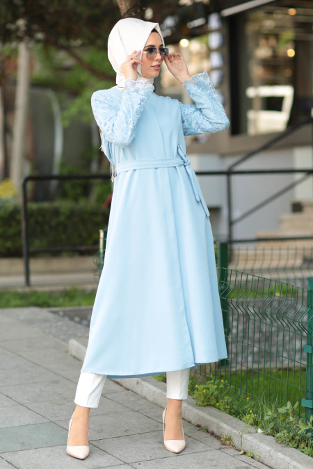 Baby Blue Hijab Coat 2356BM