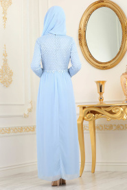 Baby Blue Hijab Dress 100420BM - Thumbnail