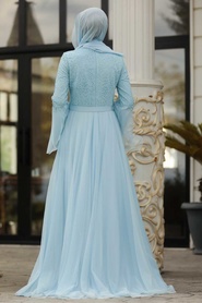 Baby Blue Hijab Dress 20571BM - Thumbnail