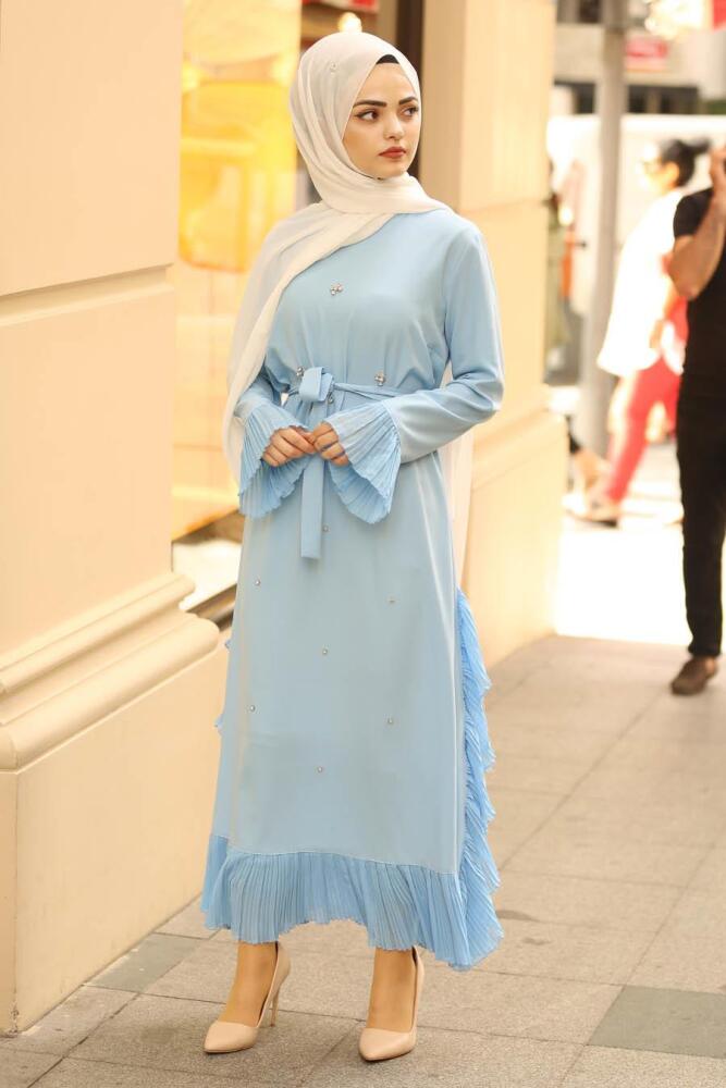 Baby Blue Hijab Dress 3172BM - 1