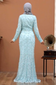 Neva Style - Luxorious Baby Blue Hijab Bridesmaid Dress 4494BM - Thumbnail