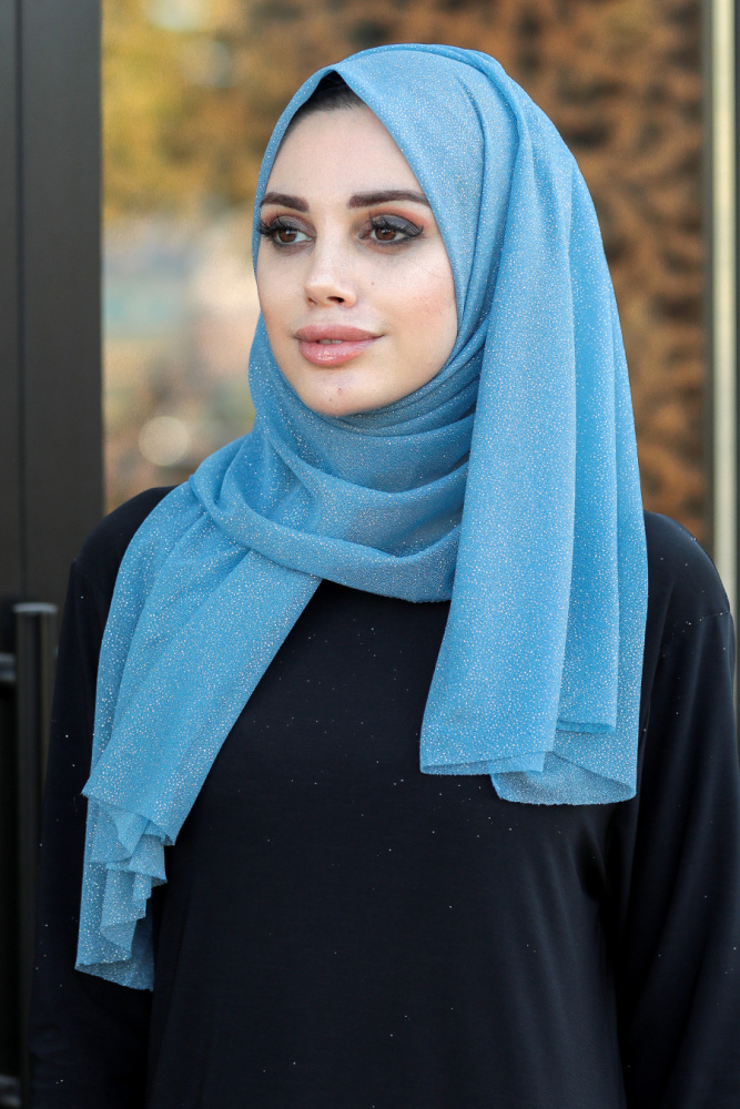 Baby Blue Hijab Shawl 7551BM - 1