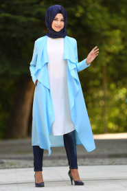 Baby Blue Hijab Coat 52740BM - Thumbnail
