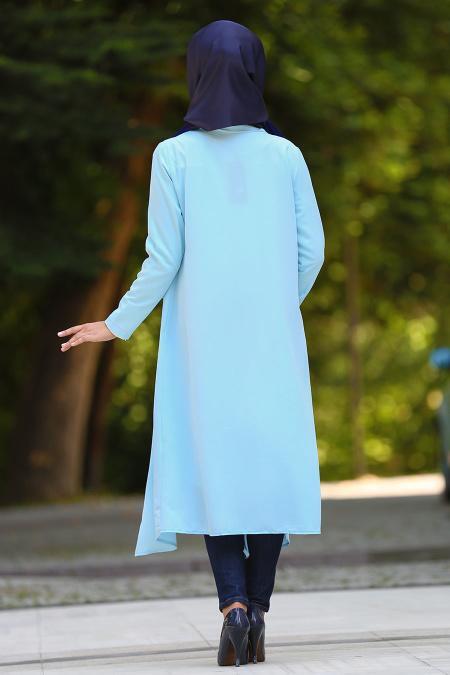 Baby Blue Hijab Coat 52740BM - 2