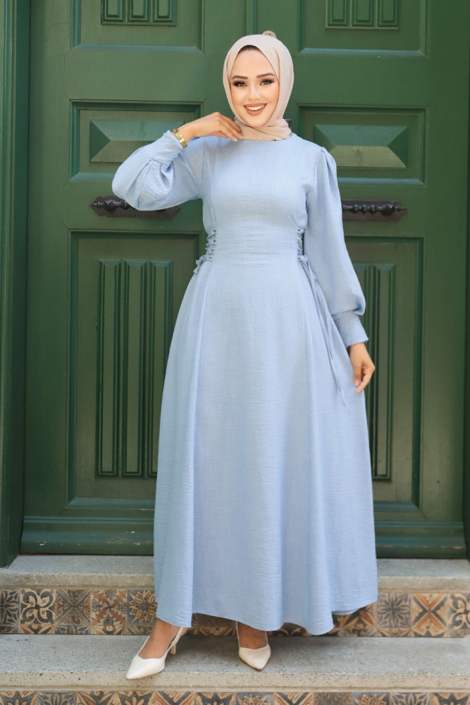 Baby Blue Modest Dress For Women 5962BM - 2