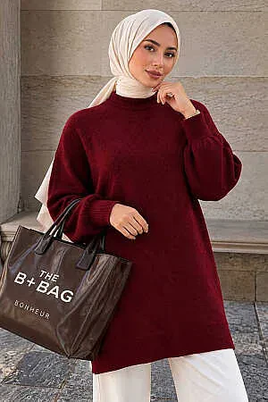 Diamond-Pattern Cherry Modest Knit Sweater 6008VSN 