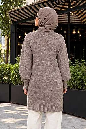 Baklava Desenli Vizon Tesettür Triko Kazak 6008V - 2