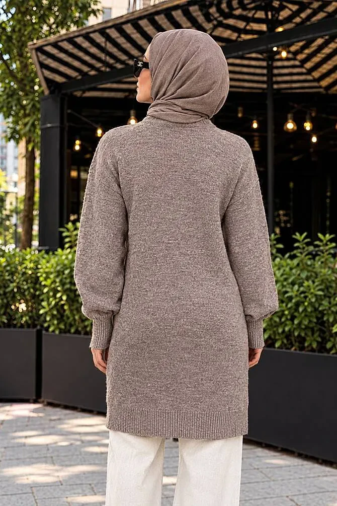 Baklava Desenli Vizon Tesettür Triko Kazak 6008V - 2