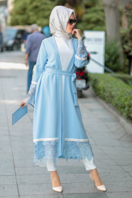 Bébé Bleu - Nayla Collection - Manteau Hijab 23630BM - Thumbnail