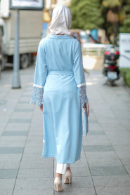 Bébé Bleu - Nayla Collection - Manteau Hijab 23630BM - Thumbnail