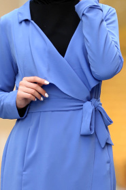 Bébé Bleu - New Kenza - Manteau Hijab 4965BM - Thumbnail