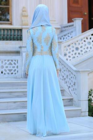 Bébé Bleu - Tesettürlü Abiye Elbise - Robes de Soiré 3746BM - 3