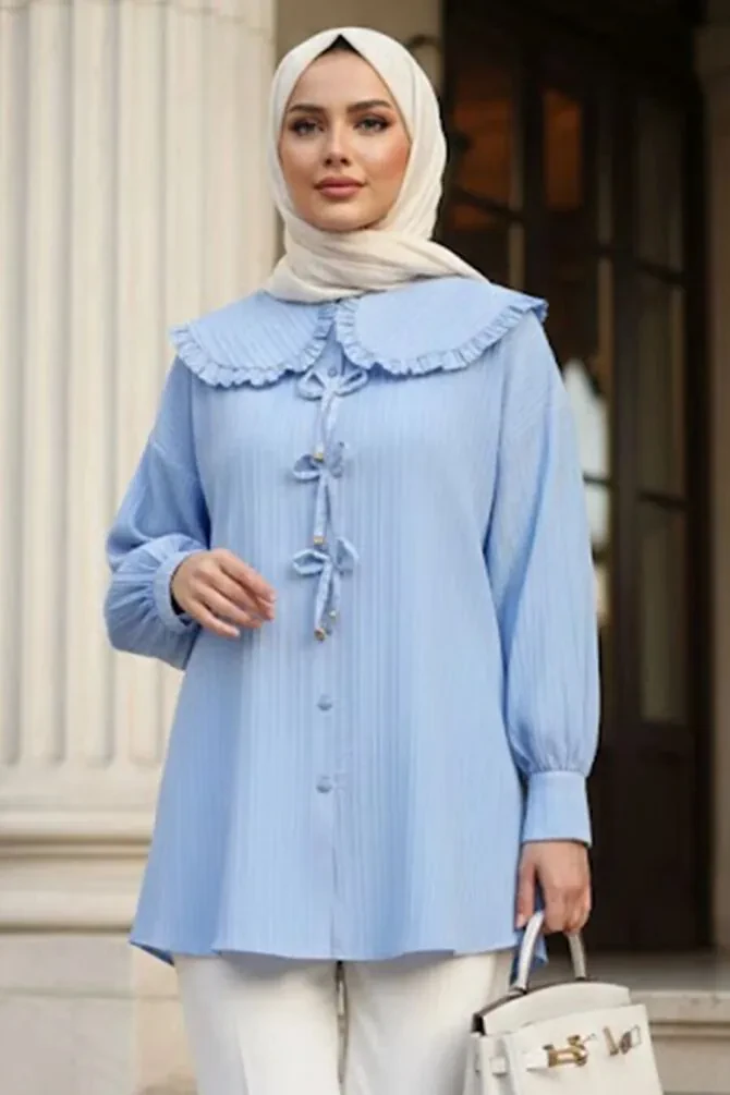 Bebe Collar Blue Modest Tunic 11011M - 1