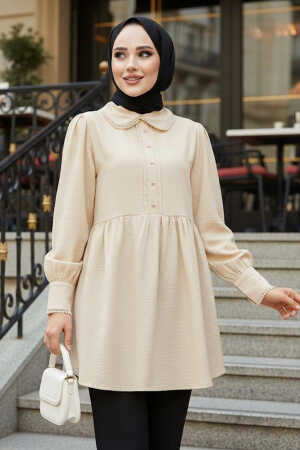Bebe Yaka Bej Tesettür Tunik 40691BEJ - 1