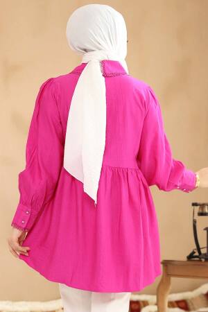 Bebe Yaka Fuşya Tesettür Tunik 40691F - 4