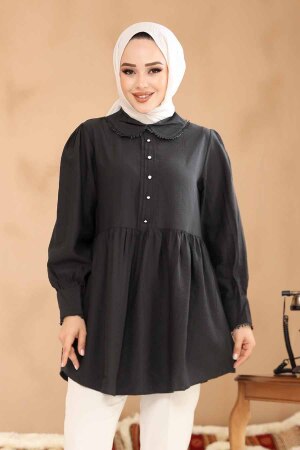 Bebe Yaka Siyah Tesettür Tunik 40691S - 2