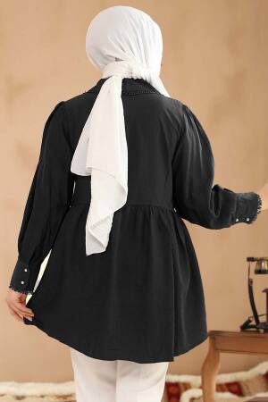 Bebe Yaka Siyah Tesettür Tunik 40691S - 5