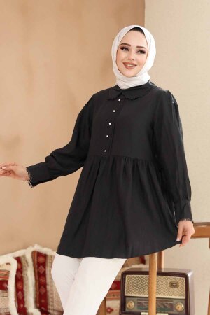 Bebe Yaka Siyah Tesettür Tunik 40691S - 1