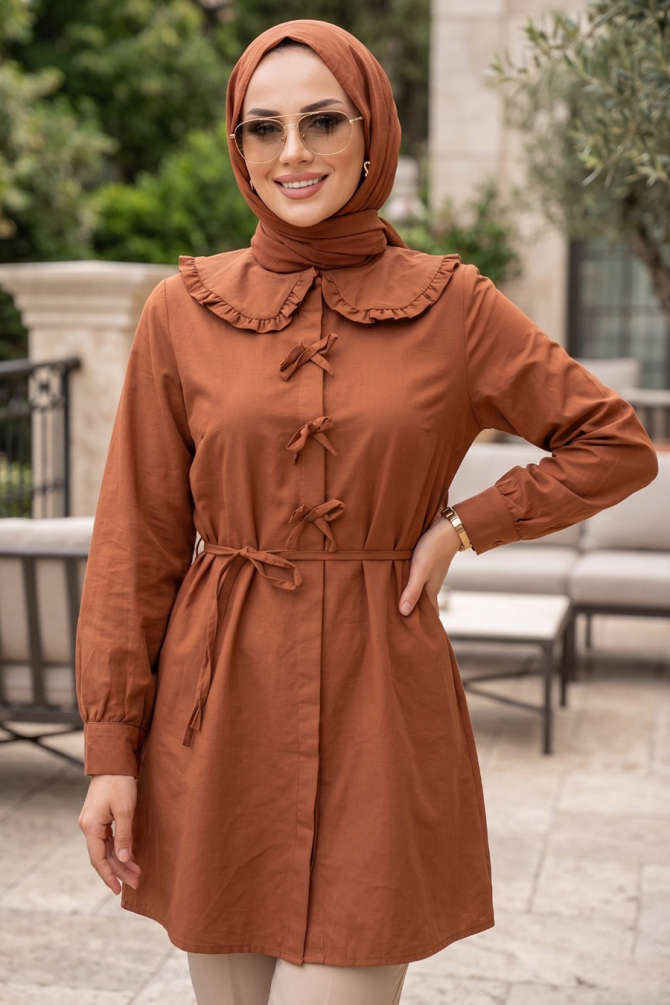 Bebe Yaka Taba Tesettür Tunik 20274TB - 1