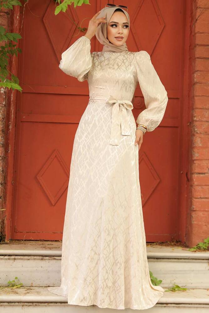 Beige Elegant Evening Gown 23272BEJ - 1