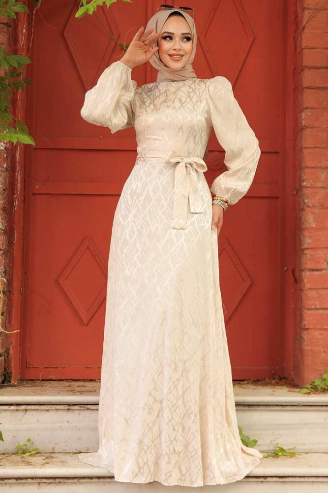 Beige Elegant Evening Gown 23272BEJ - 2