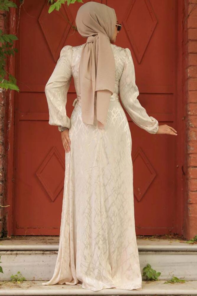 Beige Elegant Evening Gown 23272BEJ - 3