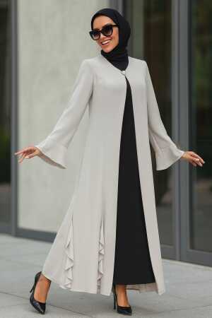 Beige Hijab Abaya 1535BEJ - 1