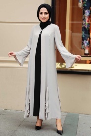 Beige Hijab Abaya 1535BEJ - Thumbnail