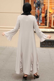 Beige Hijab Abaya 1535BEJ - Thumbnail