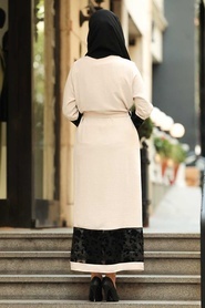 Beige Hijab Abaya Suit 221146BEJ - Thumbnail