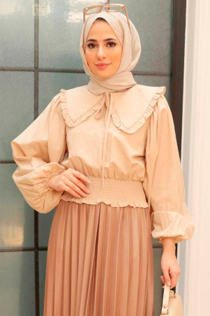 Beige Hijab Blouse 8633BEJ - 2