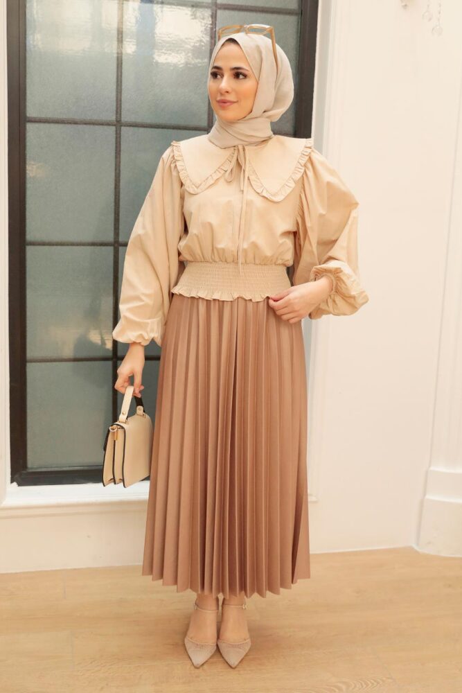 Beige Hijab Blouse 8633BEJ - 6