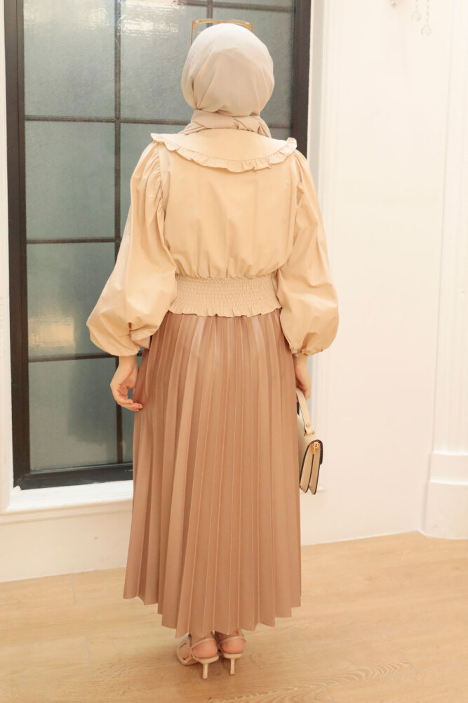 Beige Hijab Blouse 8633BEJ - 7