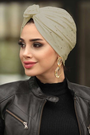 Beige Hijab Cap Shawl 7527BEJ - 1