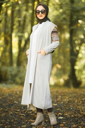 Beige Hijab Cardigan 15725BEJ - Thumbnail