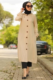 Beige Hijab Coat 10155BEJ - Thumbnail