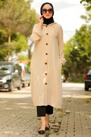 Beige Hijab Coat 10155BEJ - Thumbnail