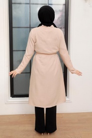 Beige Hijab Coat 10860BEJ - Thumbnail