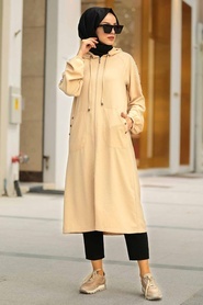 Beige Hijab Coat 12150BEJ - Thumbnail