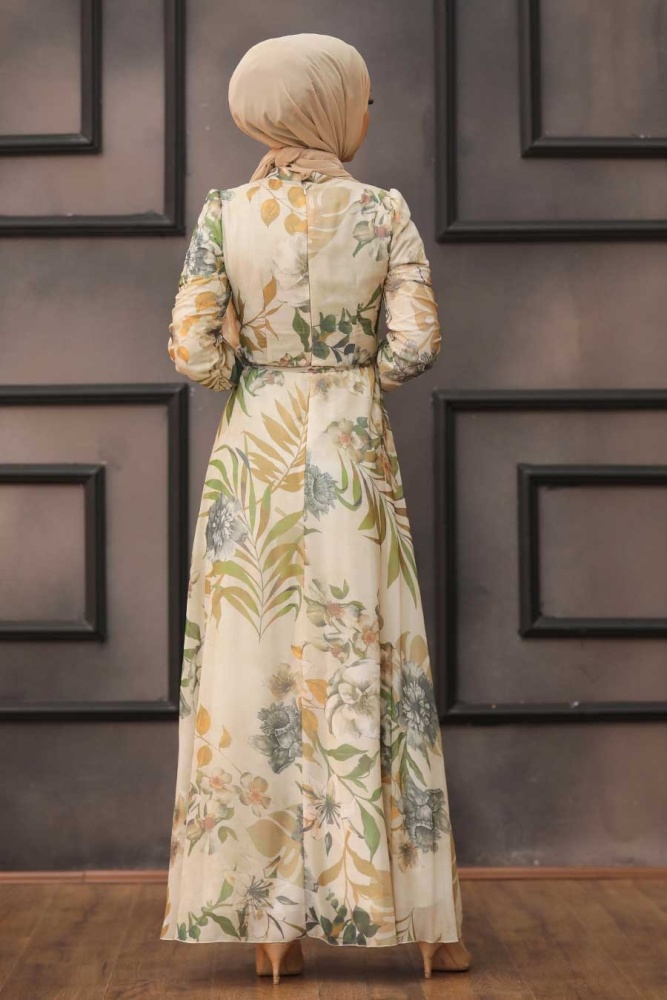 Beige Hijab Daily Dress 81542BEJ - 2