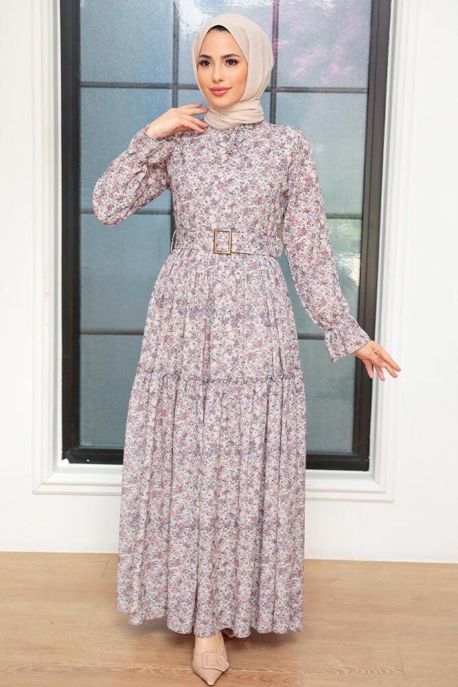 Beige Hijab Dress 11601BEJ - 1