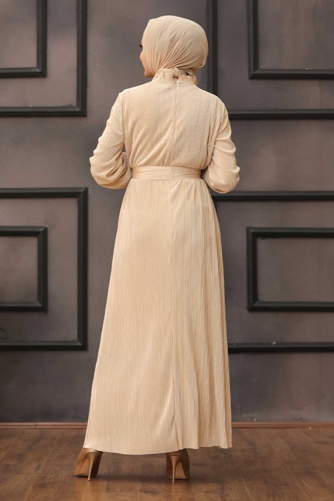 Beige Hijab Dress 12151BEJ - 2