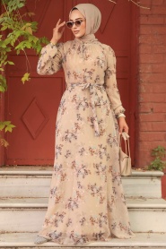 Beige Hijab Dress 279061BEJ - Thumbnail