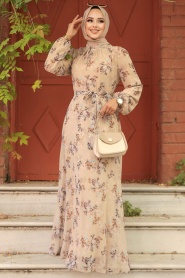 Beige Hijab Dress 279061BEJ - Thumbnail