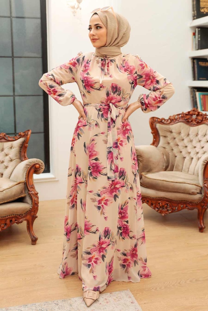 Beige Hijab Dress 279069BEJ - 1