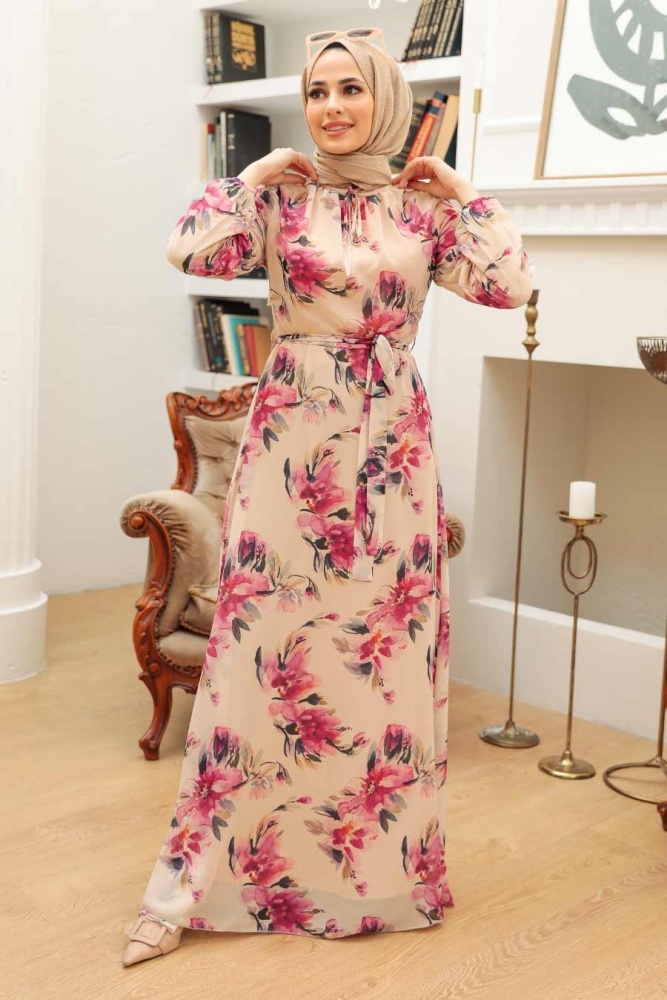 Beige Hijab Dress 279069BEJ - 2